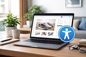 Laptop on desk with website accessiblity Image